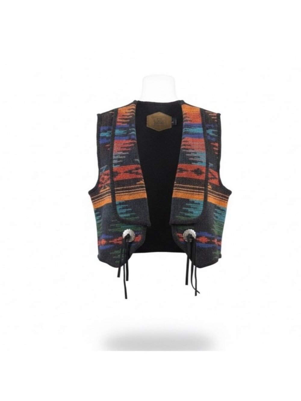Woolrich Womens Multicolor Wool Blend Native Pattern Western Boho Vest Rare Sz M